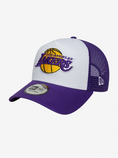 Bon New Era LA Lakers Side Patch 9FORTY Trucker Roxo e Branco