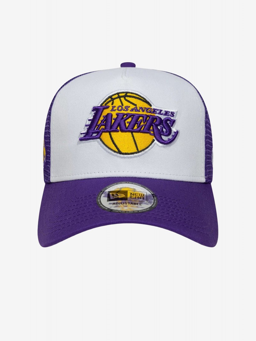 Bon New Era LA Lakers Side Patch 9FORTY Trucker Roxo e Branco