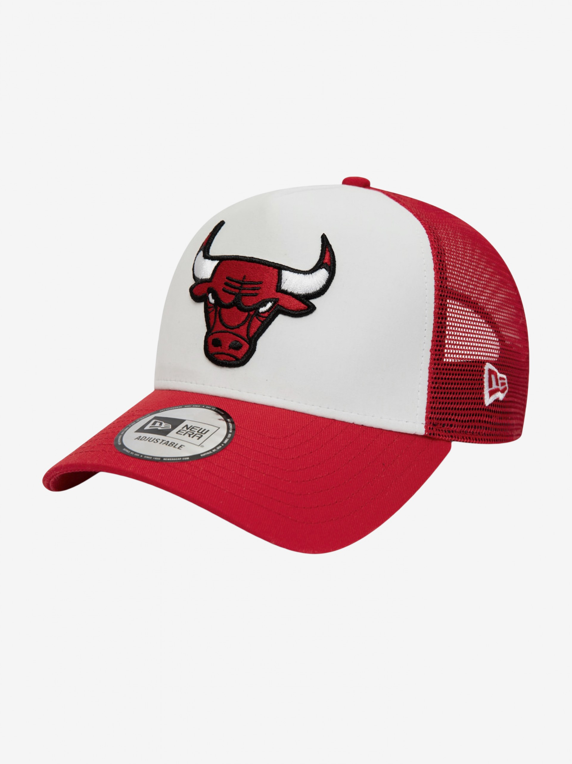 New Era Chicago Bulls Side Patch Trucker Red and White Cap