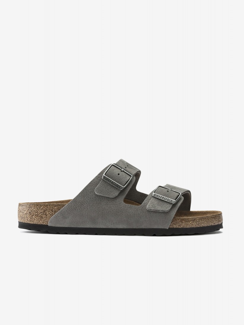 Chinelos Birkenstock Arizona Pele Nobuck Cinzentos
