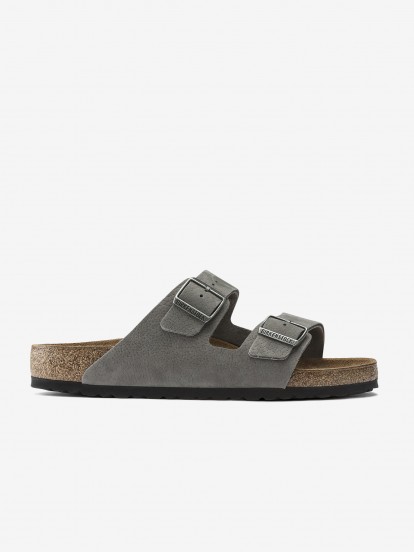 Birkenstock Arizona Nubuck Leather Grey Slides
