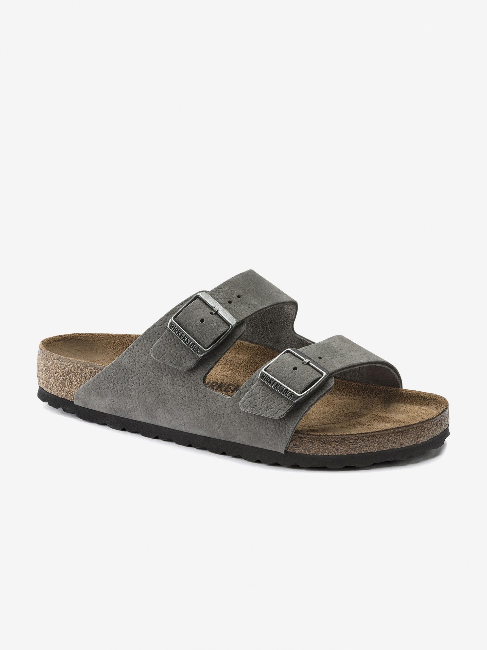 Chinelos Birkenstock Arizona Pele Nobuck Cinzentos