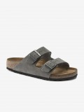 Chinelos Birkenstock Arizona Pele Nobuck Cinzentos