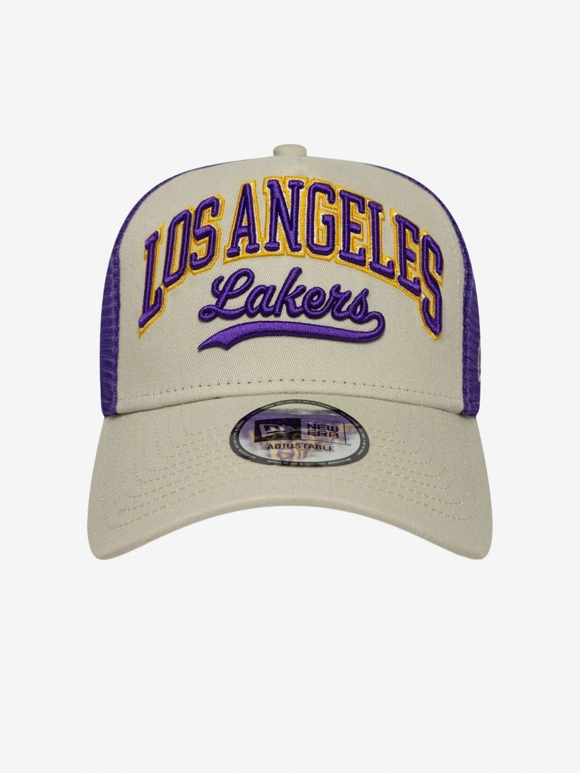 Bon New Era LA Lakers NBA E-Frame 9FORTY Trucker Bege e Roxo