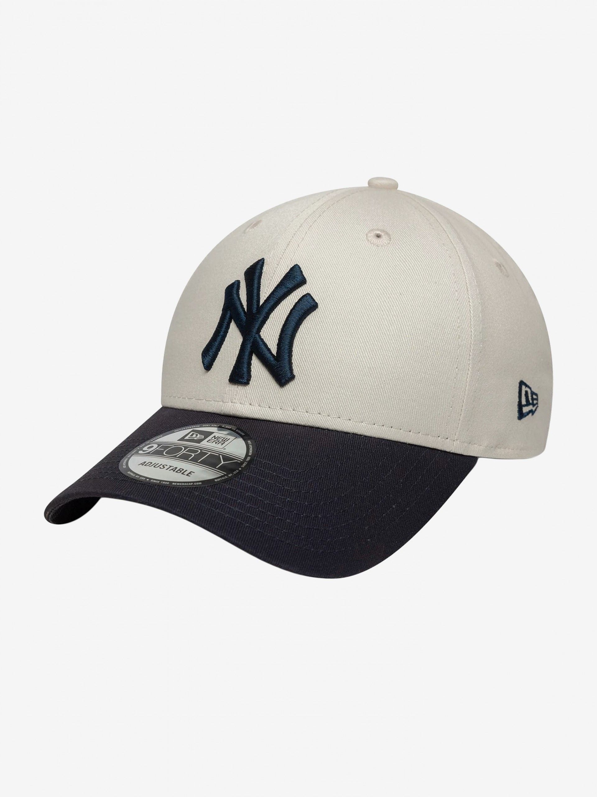 Boné New Era New York Yankees Side Script 9FORTY Bege e Azul Marinho