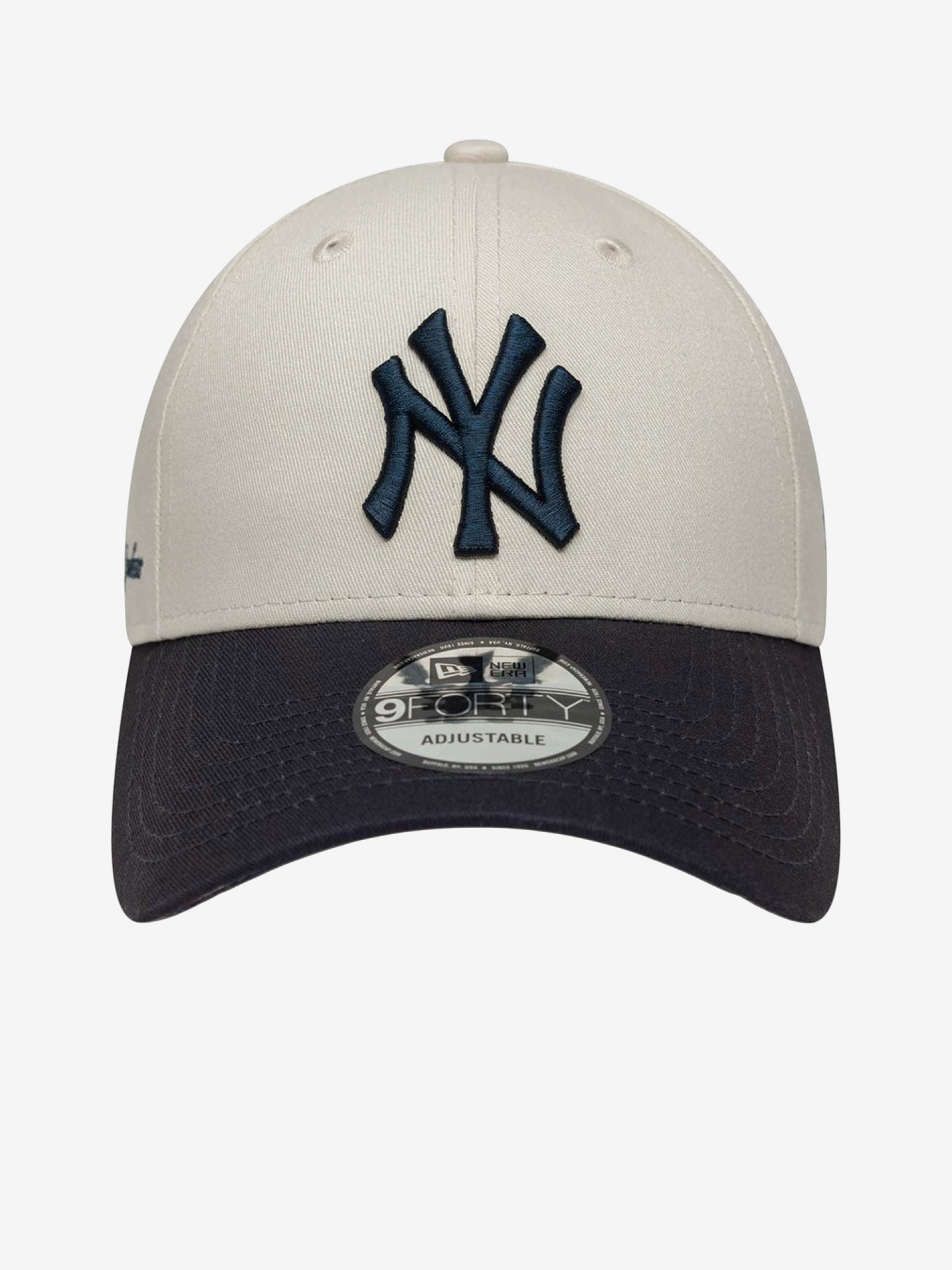 Boné New Era New York Yankees Side Script 9FORTY Bege e Azul Marinho