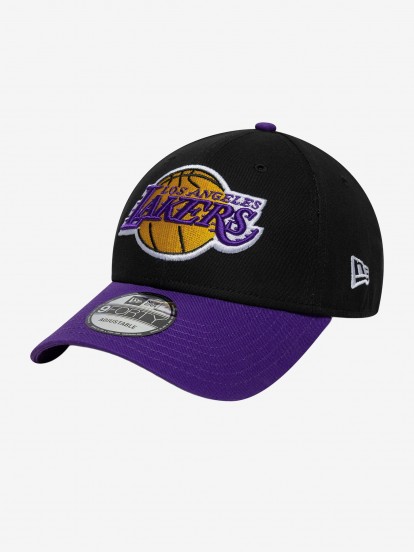 Gorra New Era LA Lakers Side Patch 9FORTY Negra y Morada
