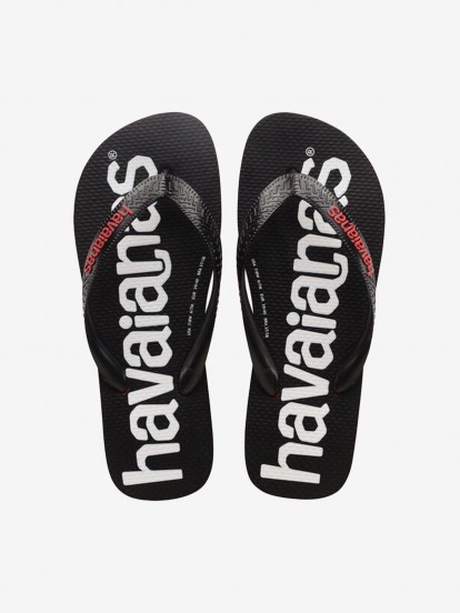Chinelos Havaianas Top Logomania 2 Pretos e Vermelhos
