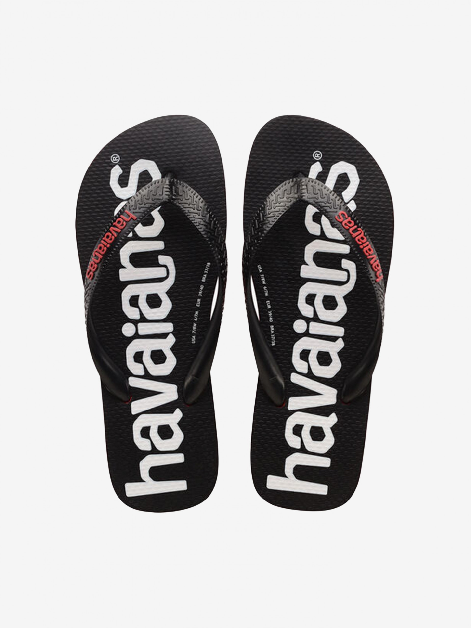 Chinelos Havaianas Top Logomania 2 Pretos e Vermelhos