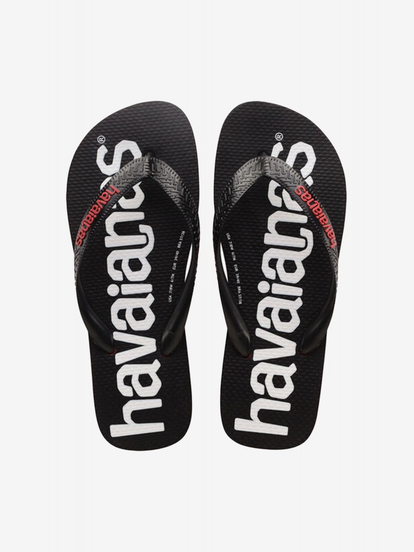 Chinelos Havaianas Top Logomania 2 Pretos e Vermelhos