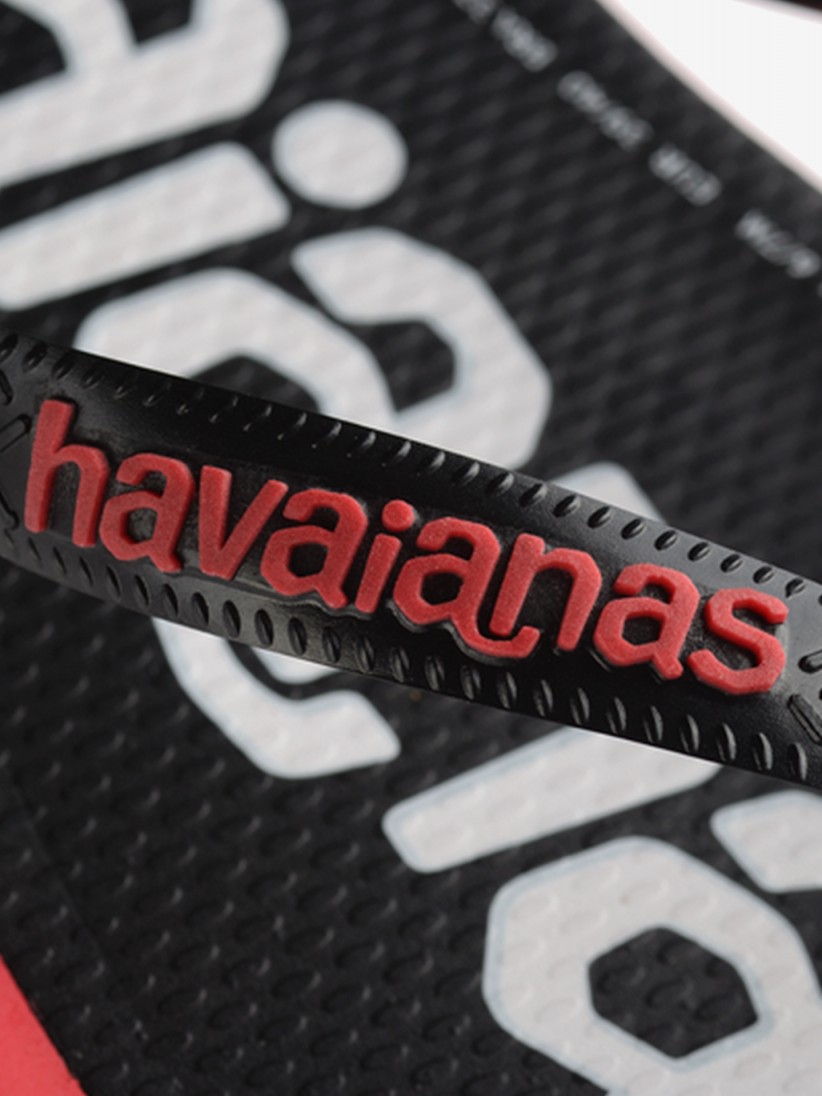 Chinelos Havaianas Top Logomania 2 Pretos e Vermelhos