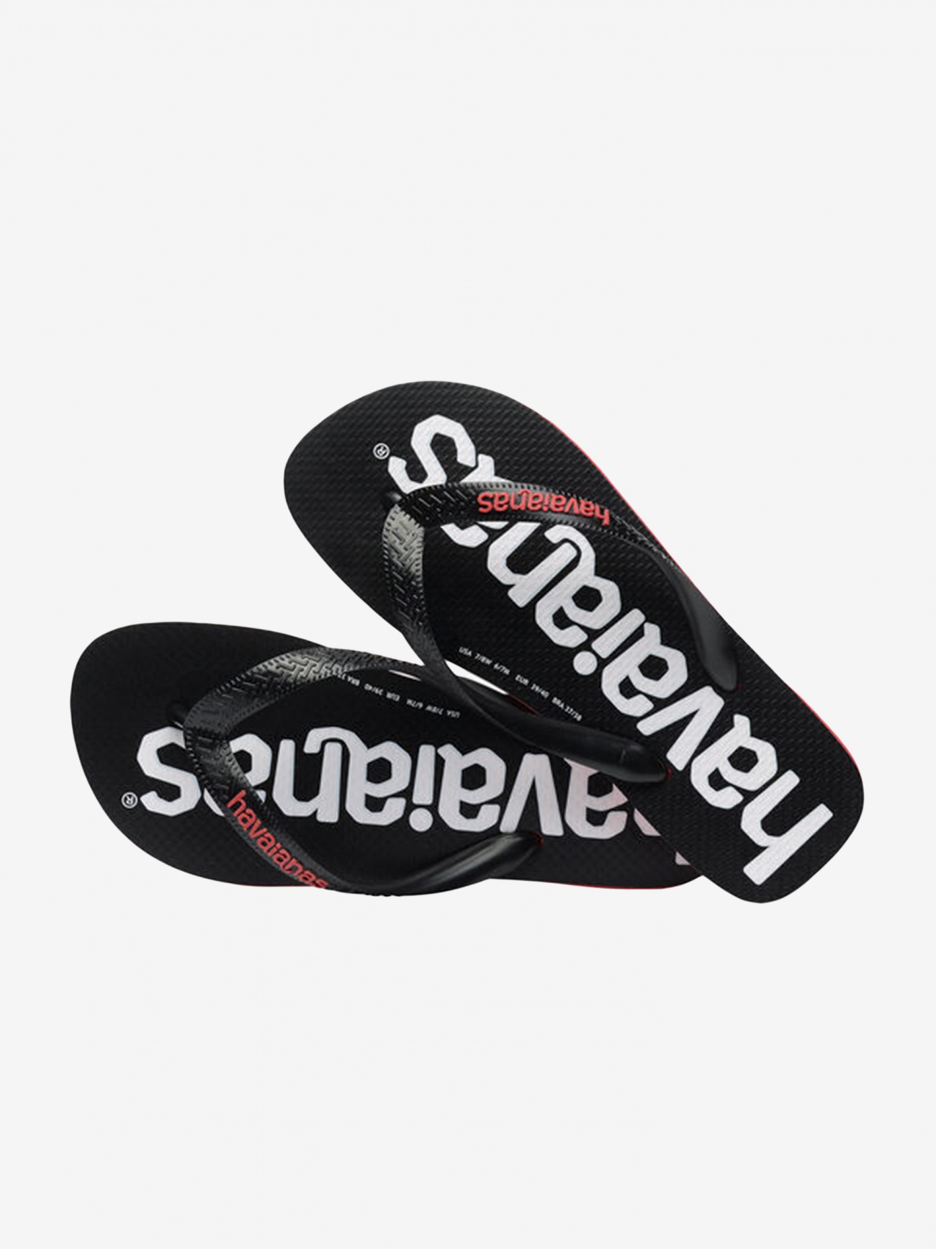 Chinelos Havaianas Top Logomania 2 Pretos e Vermelhos