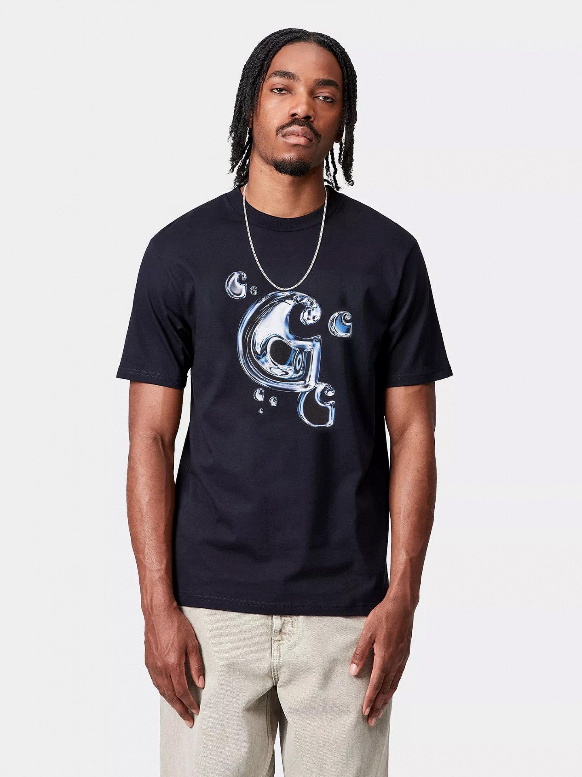 T-shirt Carhartt WIP Solar Chrome C-Logo Azul