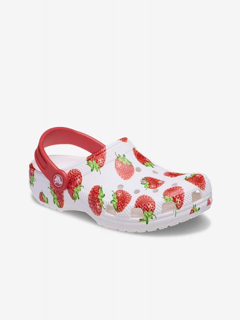 Sandlias Crocs Classic Fresh Fruits Kids Brancas e Vermelhas