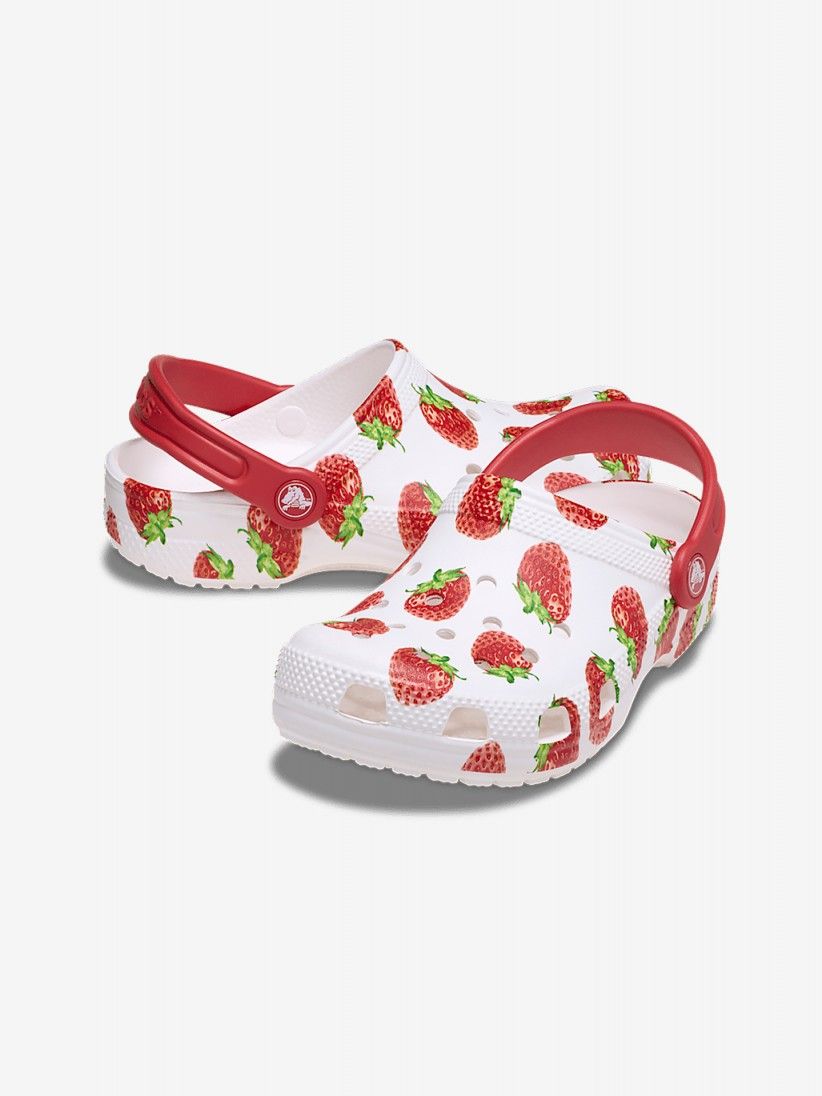 Sandlias Crocs Classic Fresh Fruits Kids Brancas e Vermelhas