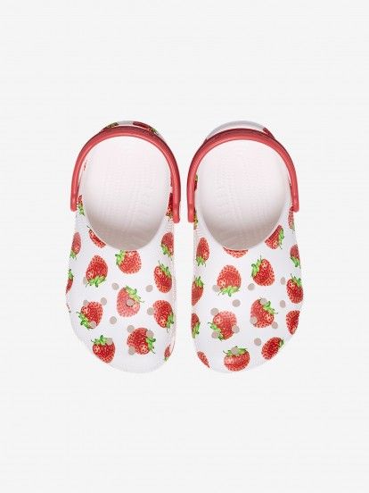 Sandlias Crocs Classic Fresh Fruits Toddler Brancas e Vermelhas