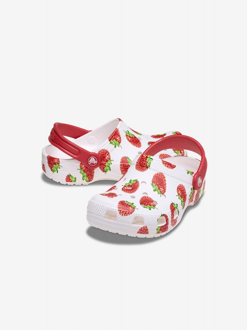 Sandlias Crocs Classic Fresh Fruits Toddler Brancas e Vermelhas