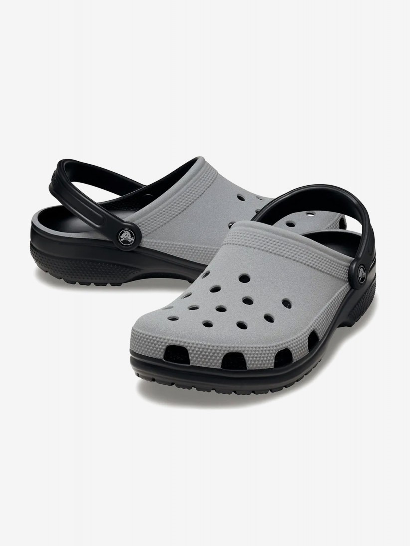 Sandlias Crocs Classic Reflective Pretas e Cinza