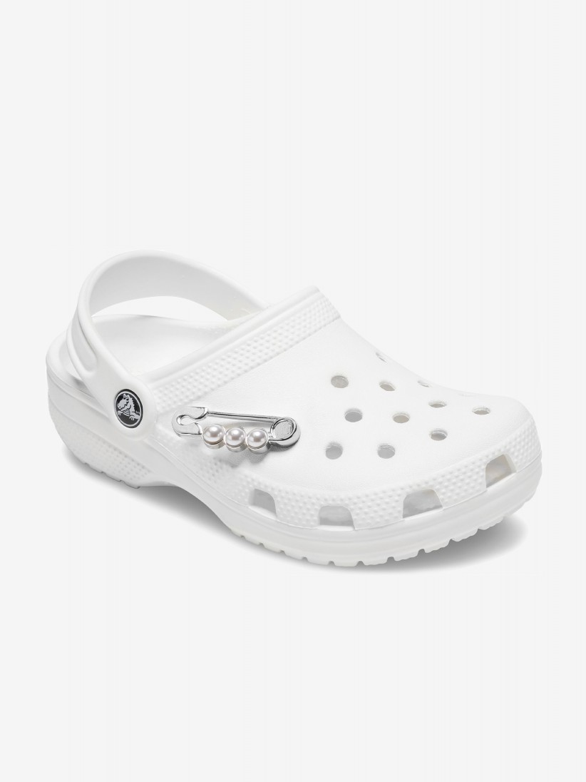 Pin Crocs Jibbitz Alfinete Com Prolas Prateado