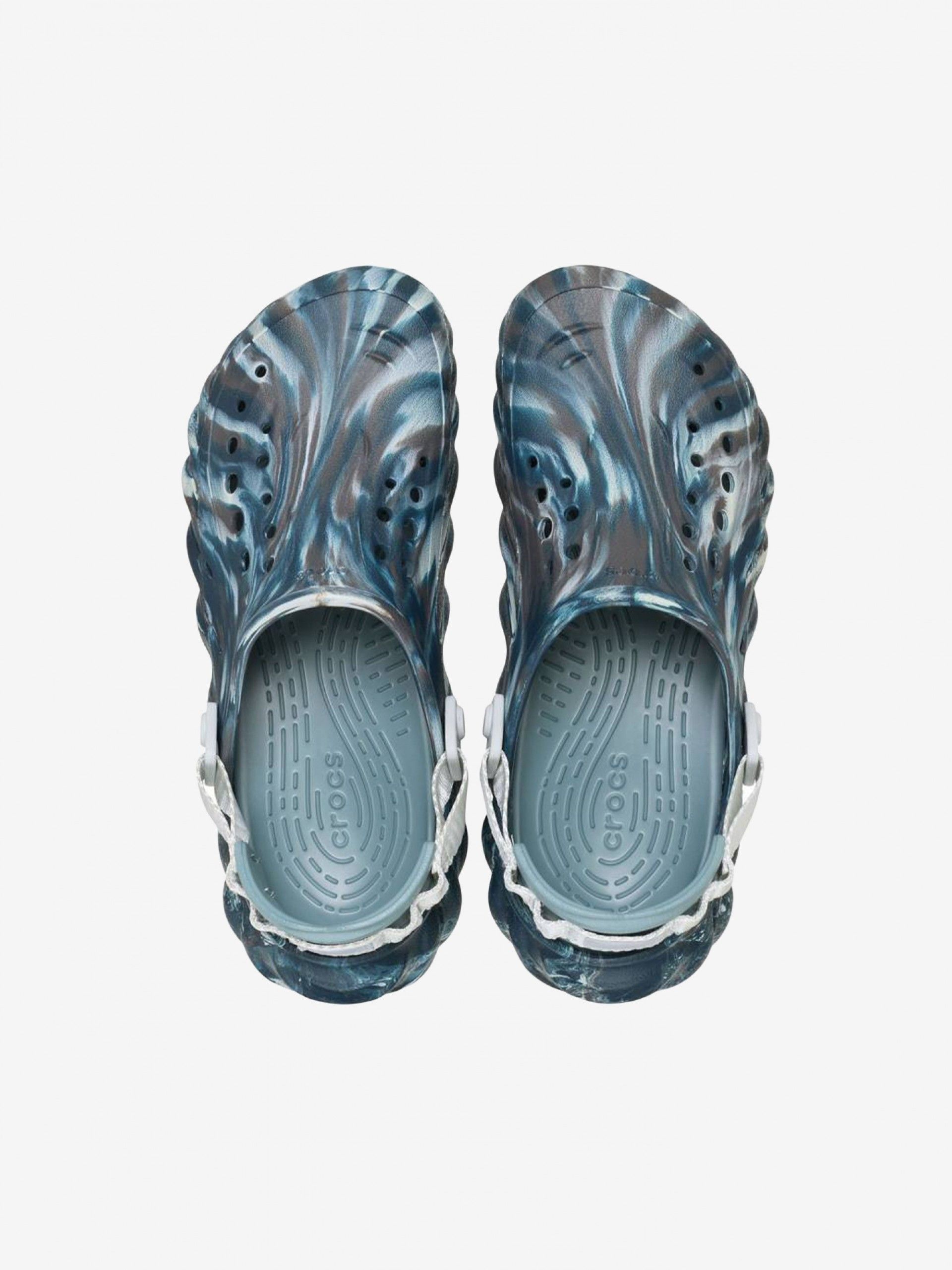 Sandalias Crocs Echo Clog Marbled Kids Azule y Gris