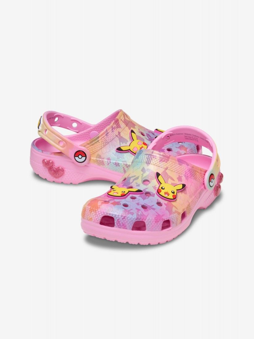 Sandlias Crocs Classic Pikachu Kids Rosa