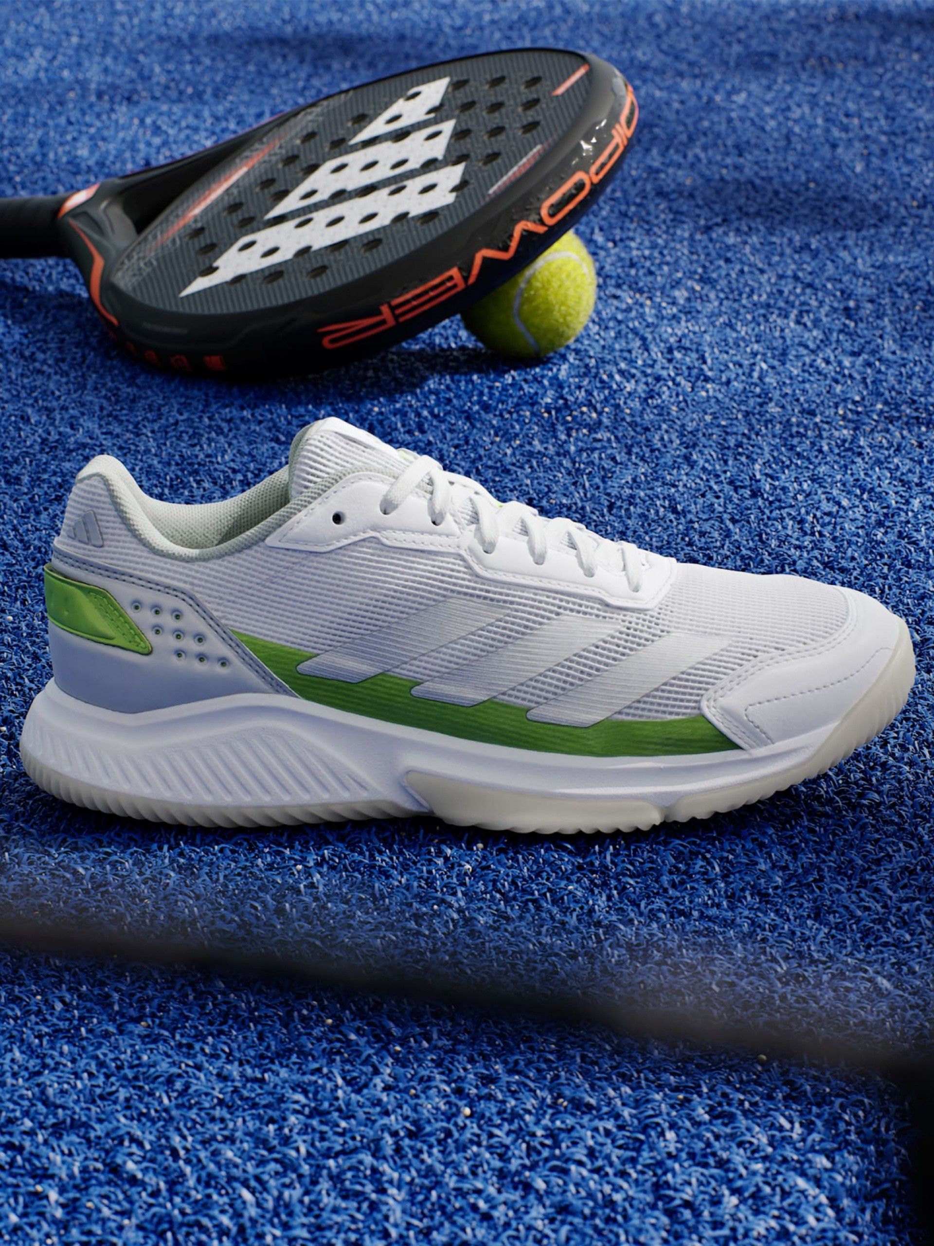 Zapatillas Adidas Courtquick Padel W Blancas y Verdes