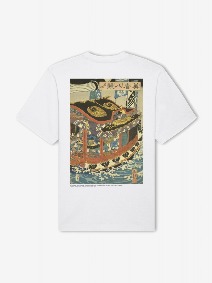 T-shirt Hopera Returning Sails by Utagawa Kuniyoshi (1846) Branca