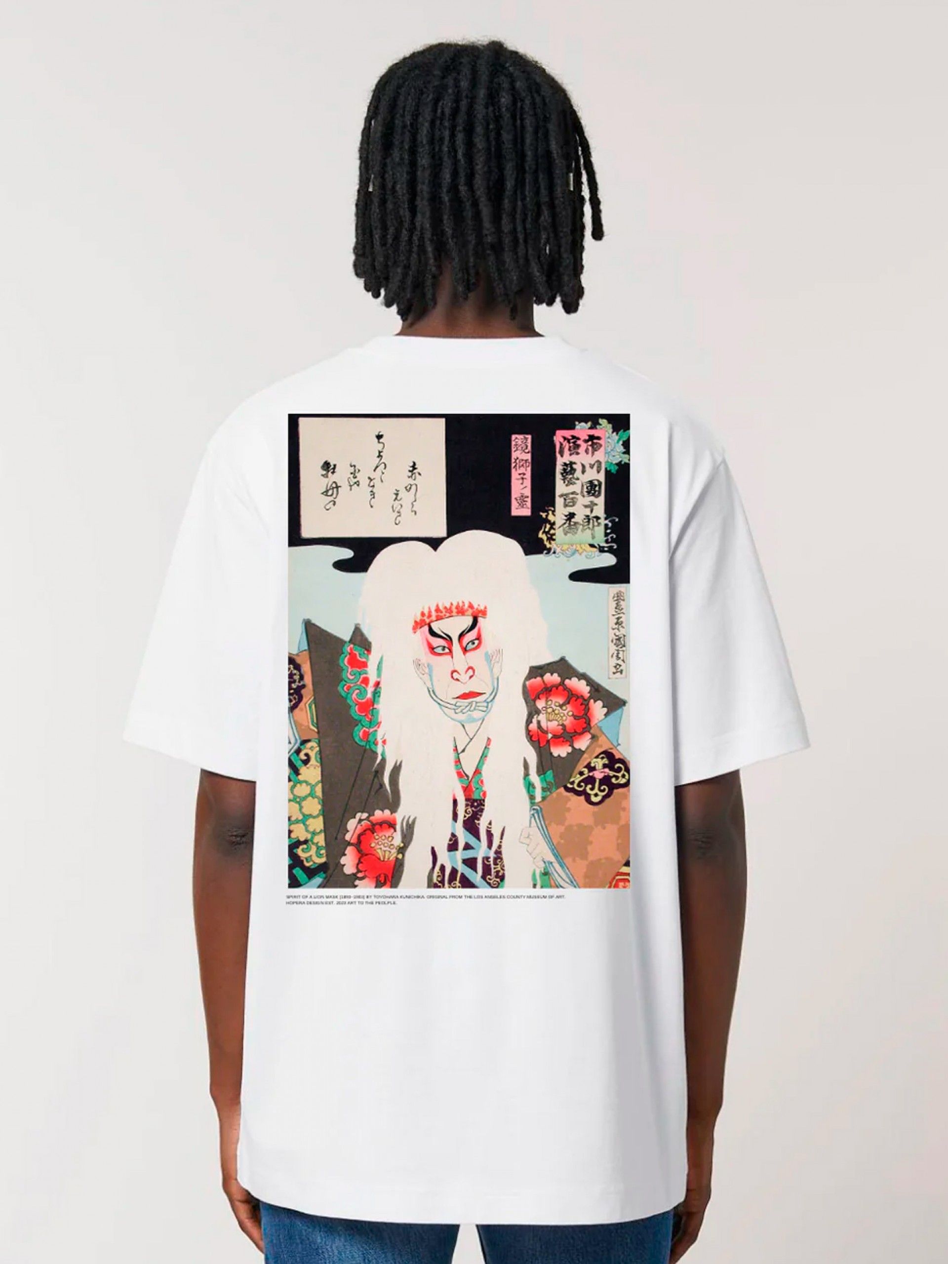 T-shirt Hopera Spirit of a Lion Mask by Toyohara Kunichika (1893-1903) Branca