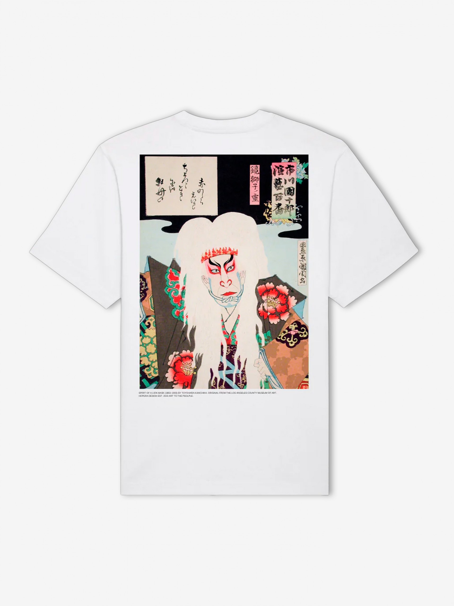 T-shirt Hopera Spirit of a Lion Mask by Toyohara Kunichika (1893-1903) Branca