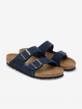 Birkenstock Arizona Suede Leather Blue Slides