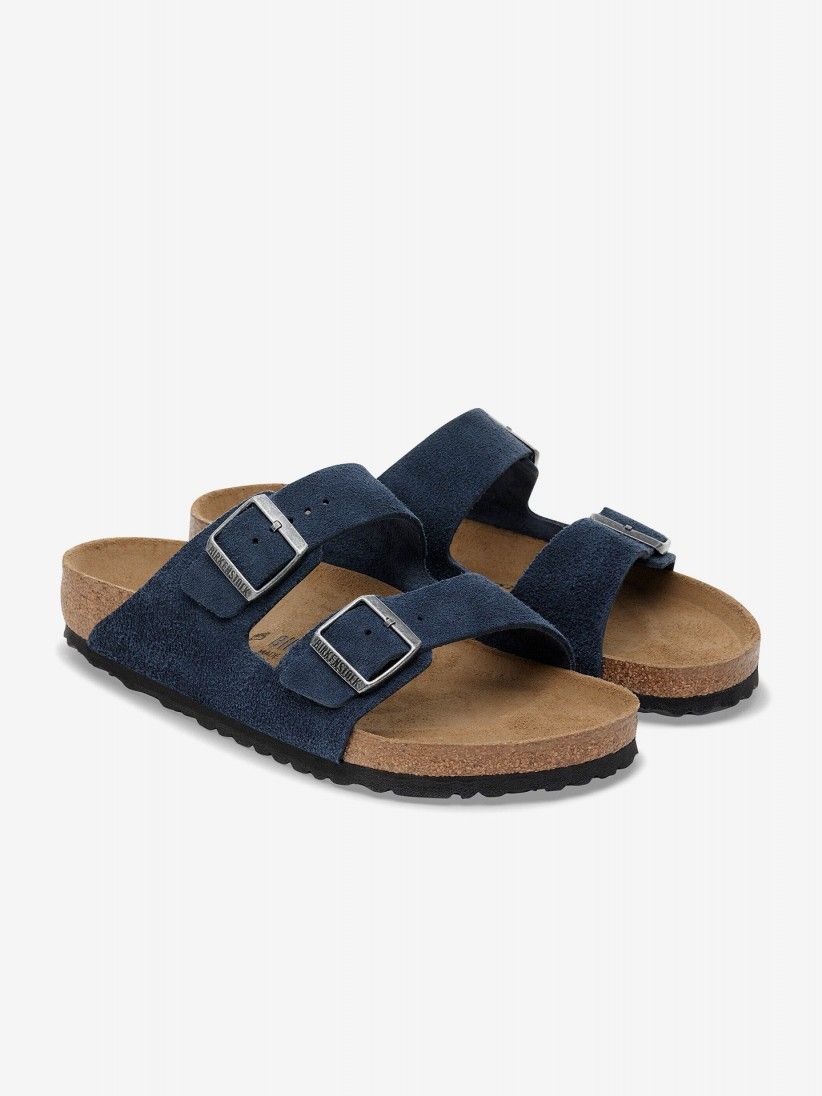 Birkenstock Arizona Suede Leather Blue Slides