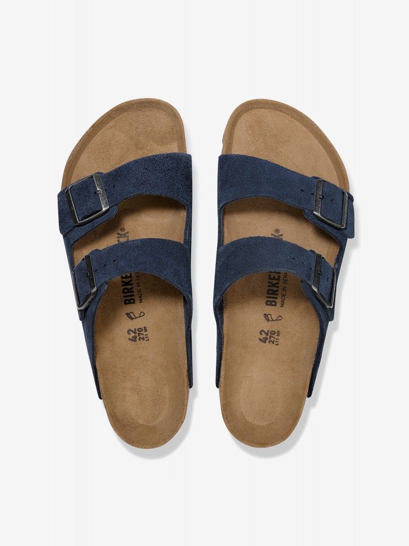 Birkenstock Arizona Suede Leather Blue Slides