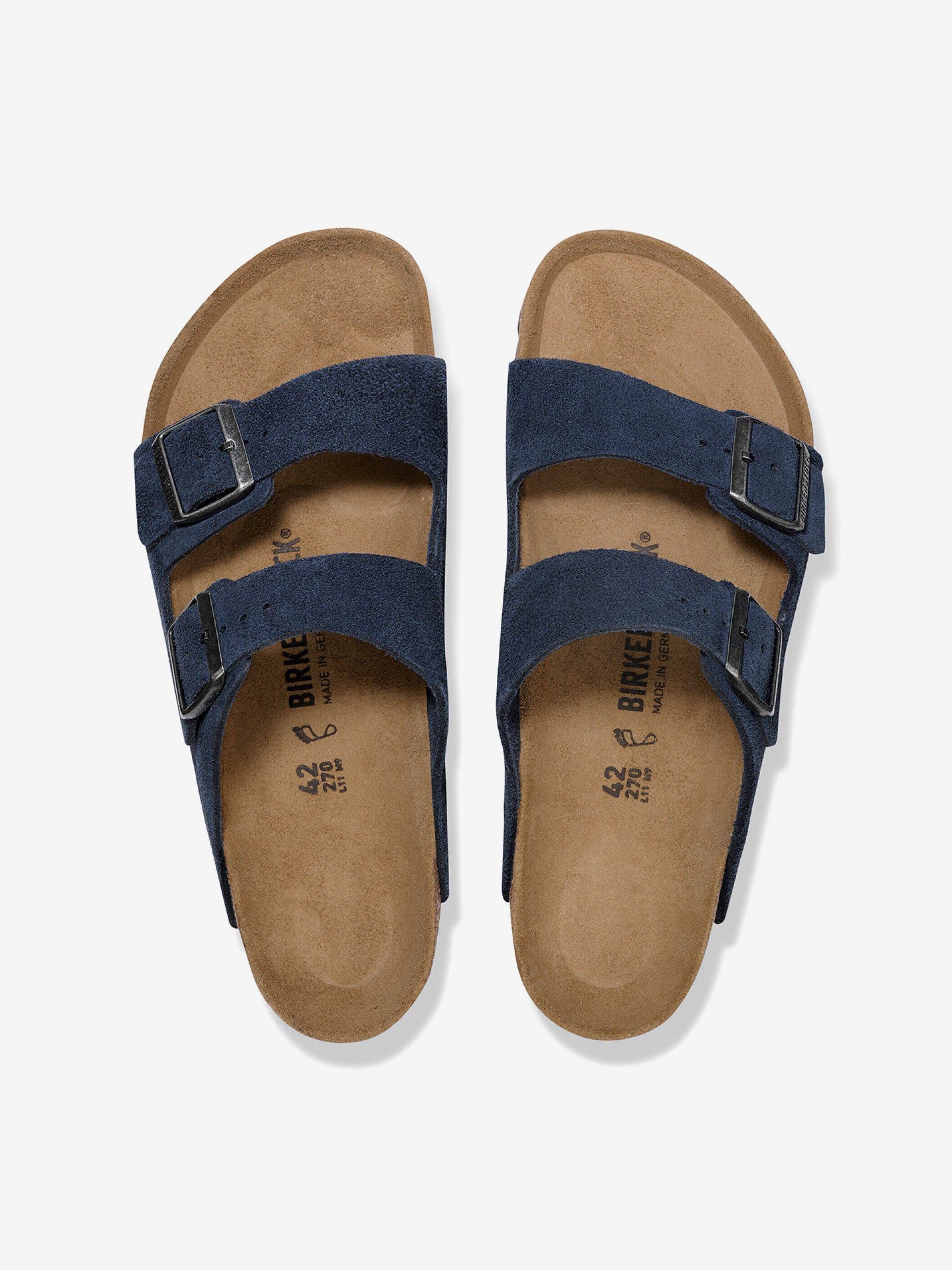 Chinelos Birkenstock Arizona Couro em Camurça Azuis