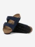 Birkenstock Arizona Suede Leather Blue Slides