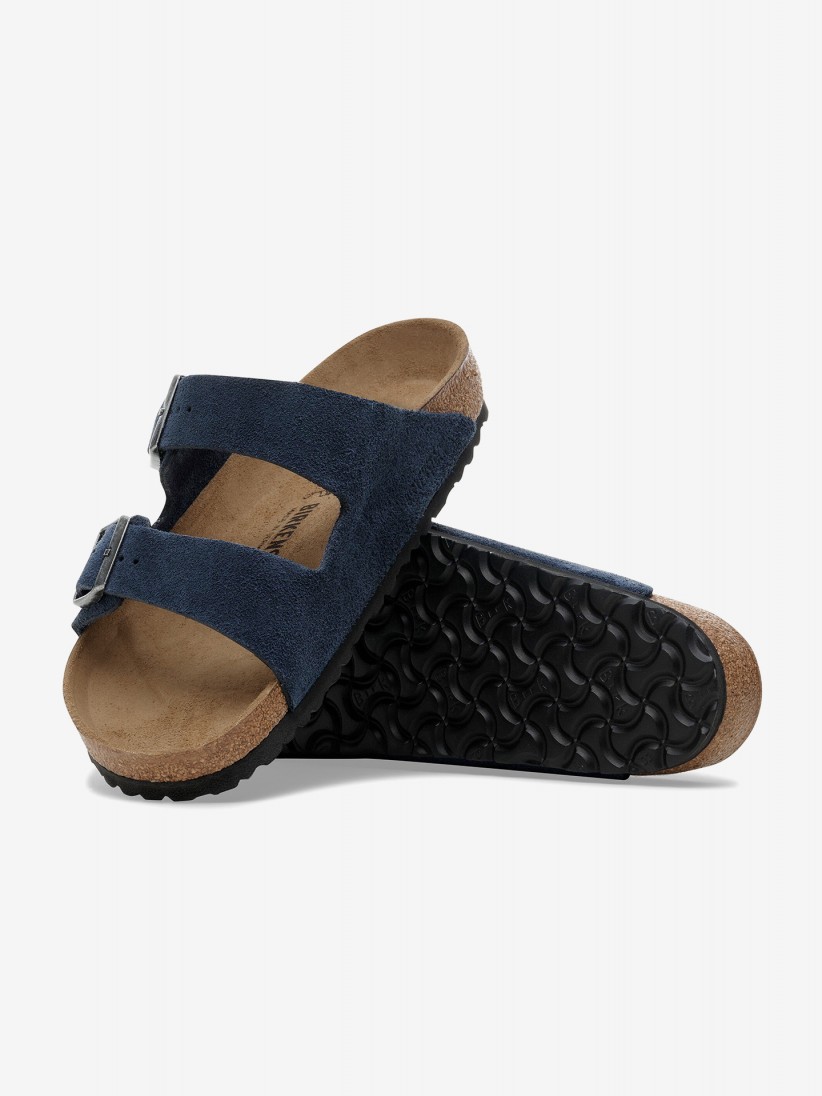 Birkenstock Arizona Suede Leather Blue Slides