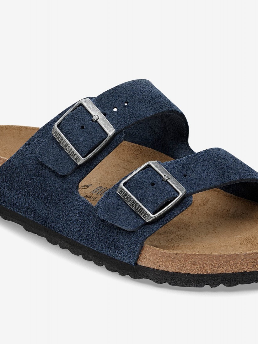 Birkenstock Arizona Suede Leather Blue Slides
