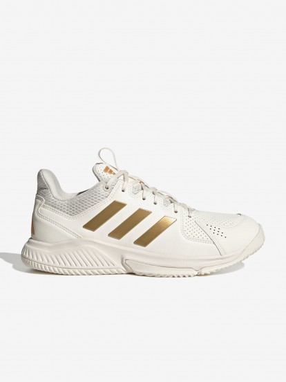 Zapatillas Adidas Court Flight Padel W Beige y Doradas