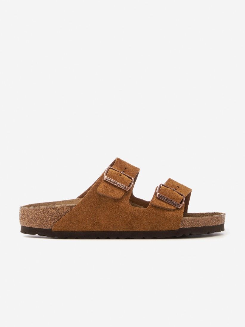 Chinelos Birkenstock Arizona Couro em Camura Camel