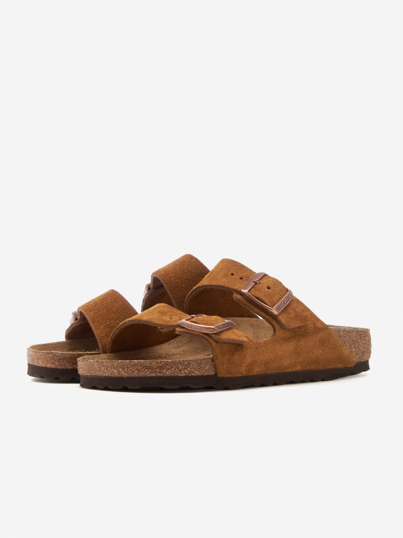 Chinelos Birkenstock Arizona Couro em Camura Camel