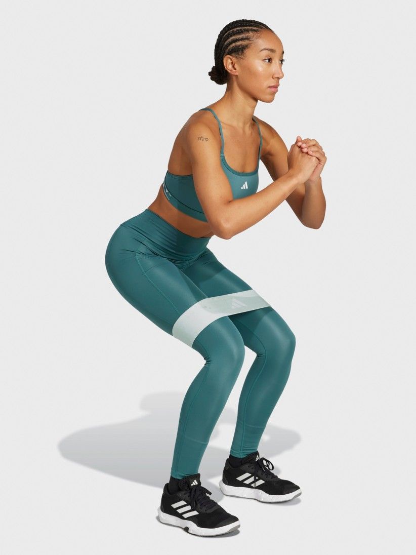 Adidas Optime Essentials Stash Pocket Full-Length Green Training Leggings