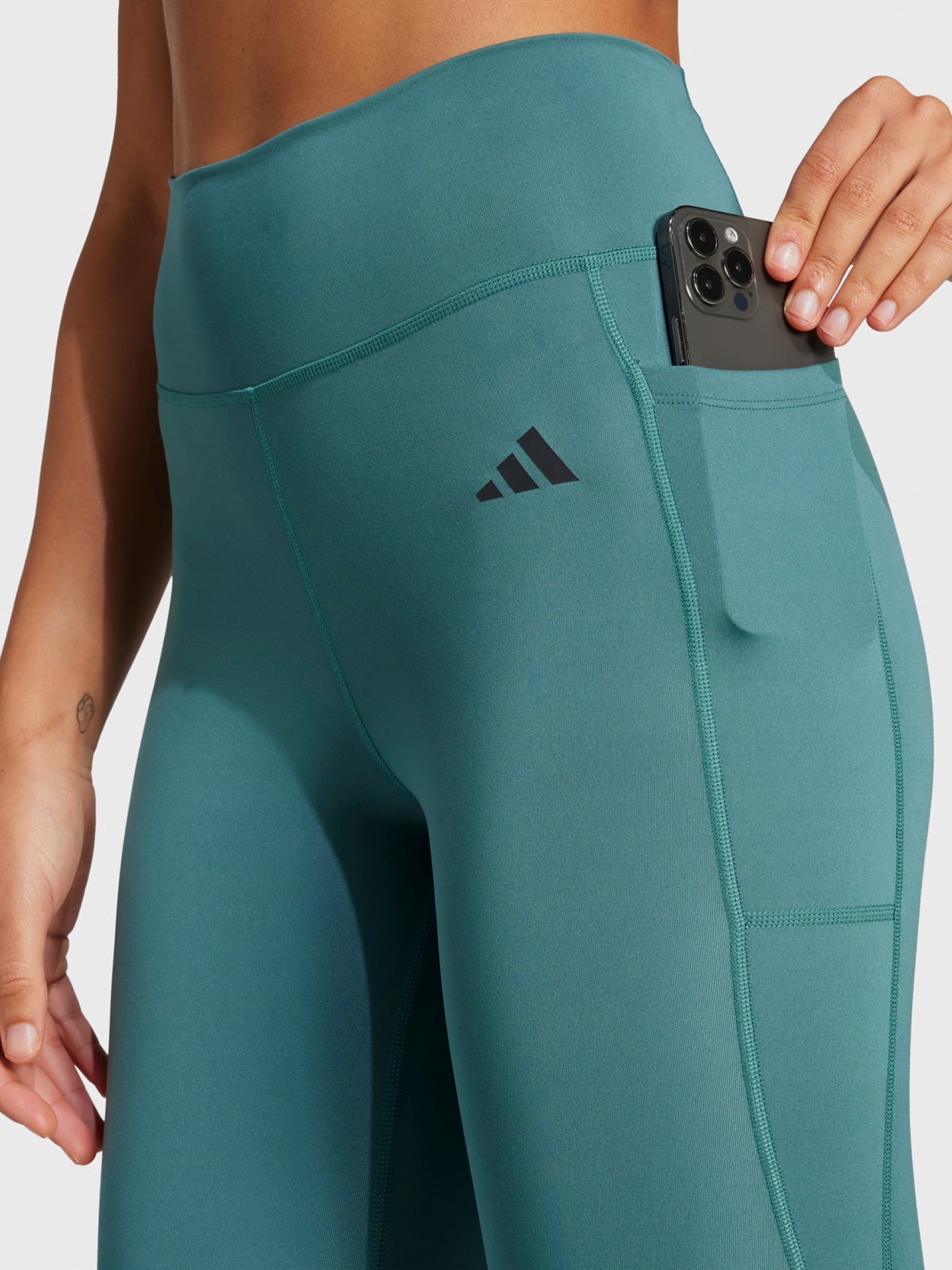 Leggings de Entrenamiento Adidas Optime Essentials Stash Pocket Full-Length Verdes