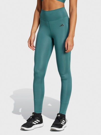 Adidas Optime Essentials Stash Pocket Full-Length Green Training Leggings