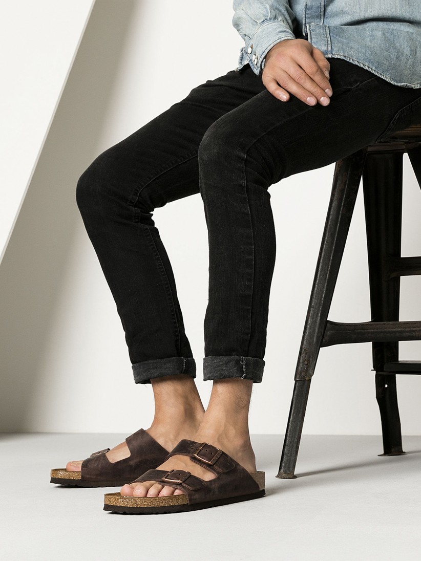 Chinelos Birkenstock Arizona Oiled Leather Castanhos