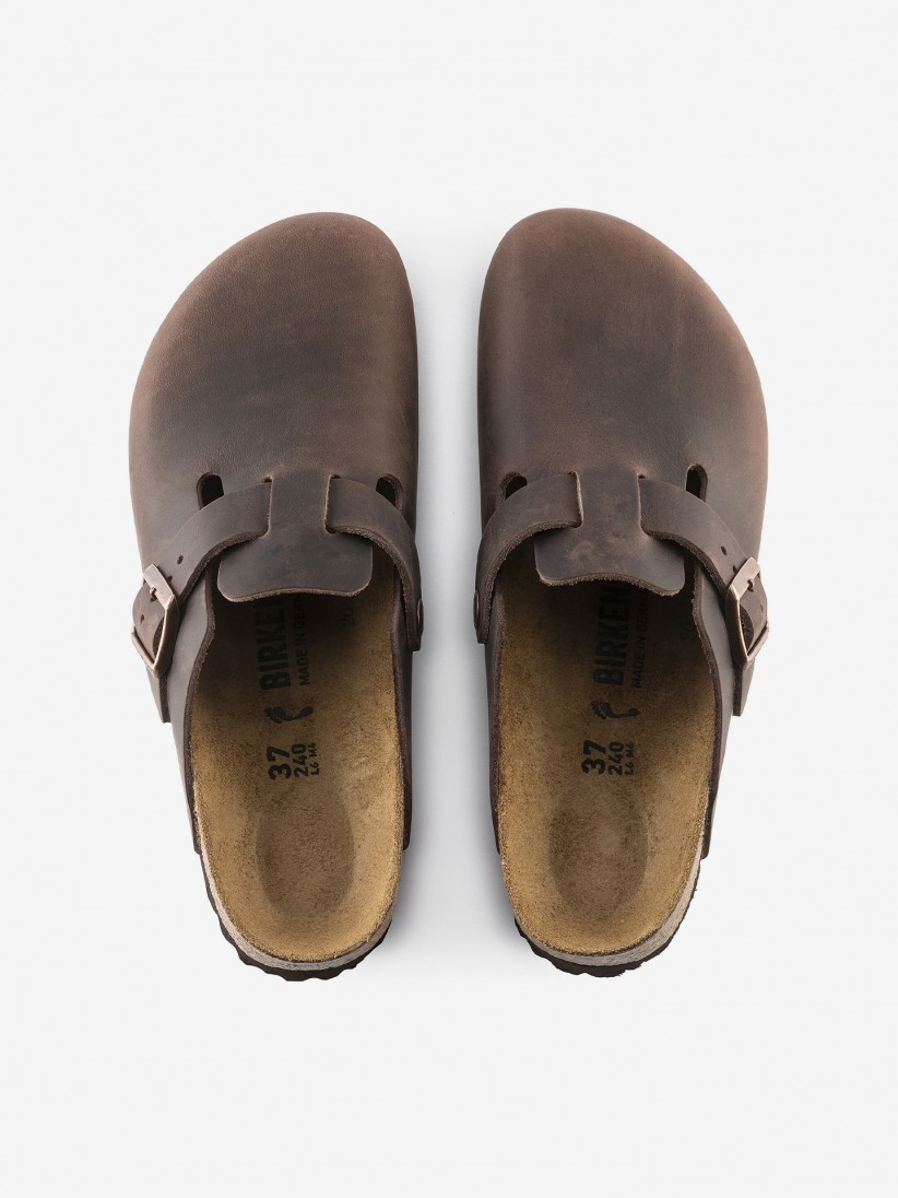Birkenstock Boston Oiled Leather Brown Slides