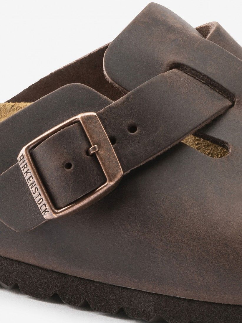 Birkenstock Boston Oiled Leather Brown Slides