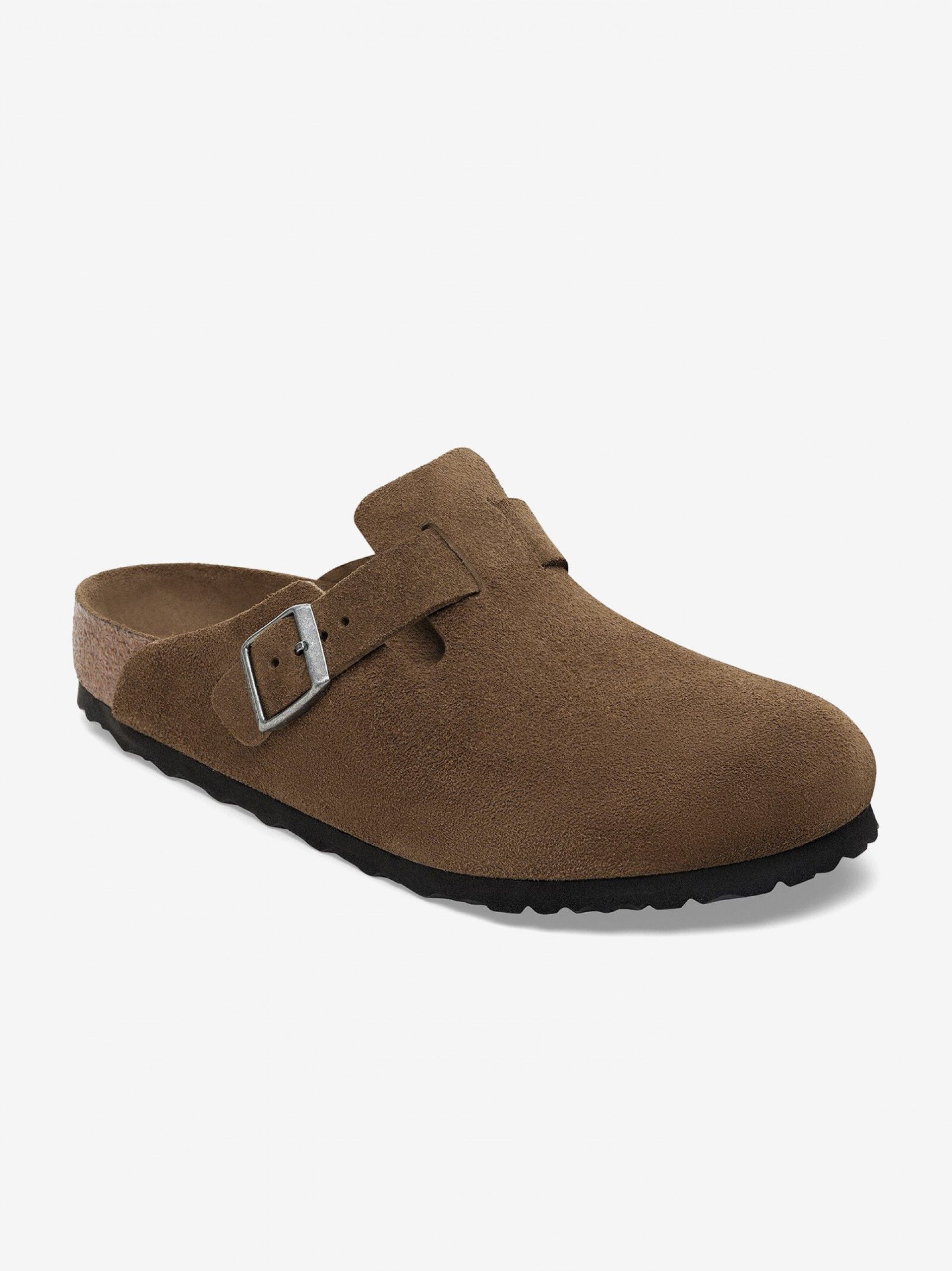 Chinelos Birkenstock Boston Soft Footbed Couro em Camurça Castanhos