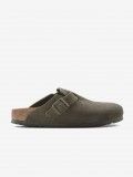 Birkenstock Boston Suede Leather Green Slides