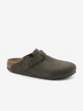 Birkenstock Boston Suede Leather Green Slides