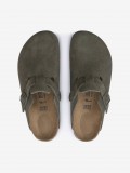 Birkenstock Boston Suede Leather Green Slides