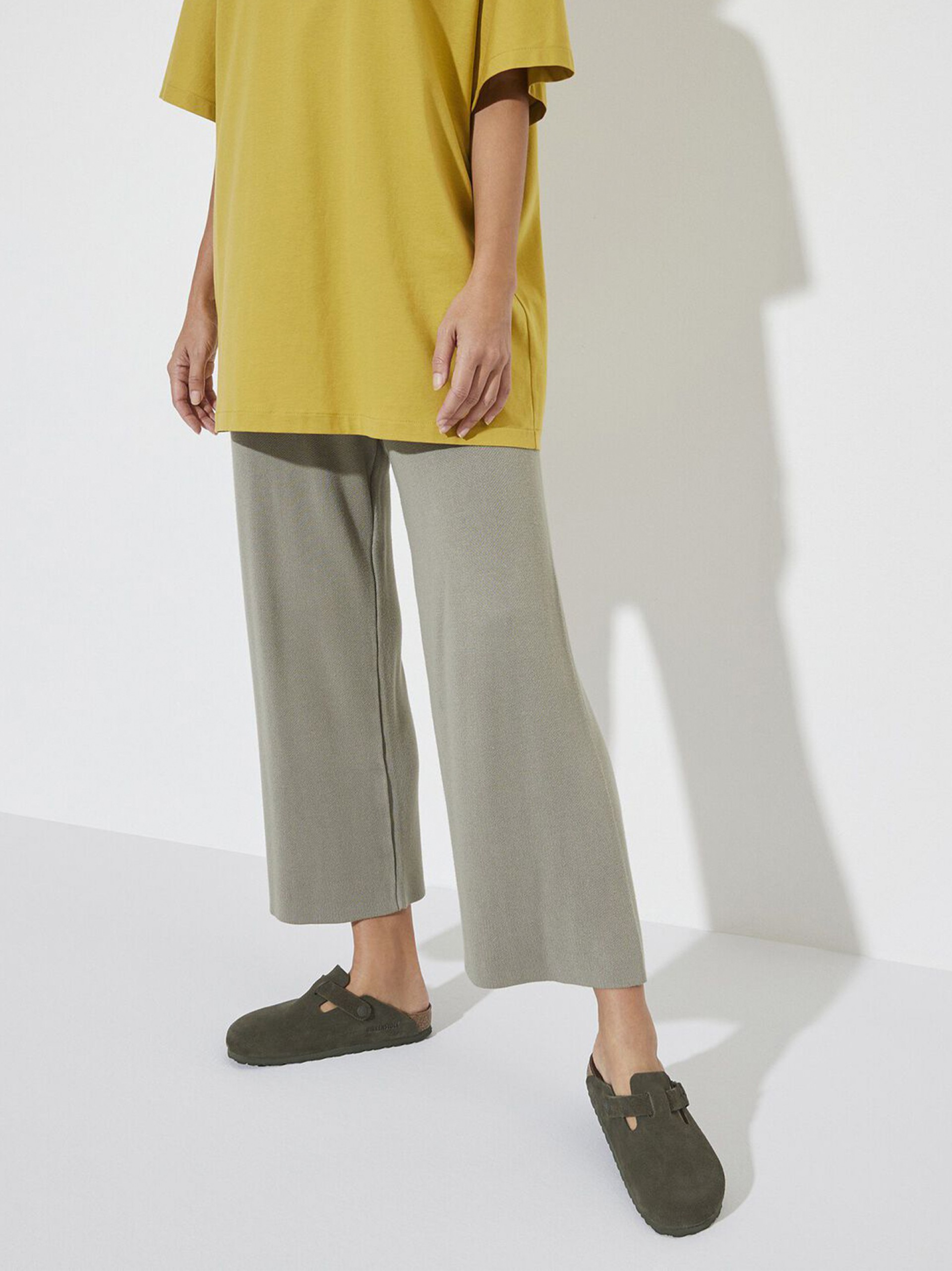 Chinelos Birkenstock Boston Couro em Camurça Verdes